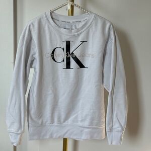 Calvin Klein Jeans White Logo Crewneck Sweatshirt – XS